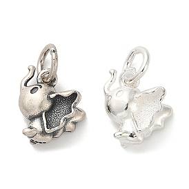 925 стерлингов серебряные подвески, Слон прелести, с 925 соединительными кольцами и 925 штампом