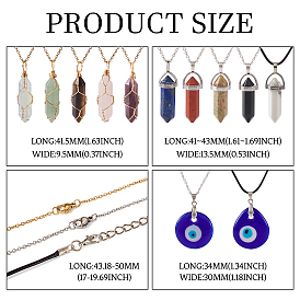 Наборы для изготовления ожерелий своими руками, включены подвески из натуральных и синтетических драгоценных камней, Подвески с наручным глазом ручной работы, вощеный шнур и 304 ожерелье из нержавеющей стали