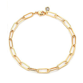 Bracelet trombone en métal minimaliste avec chaîne ovale et pierre de naissance pour femme