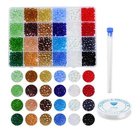 DIY Jewelry Making Kits, Including Rondelle Electroplate Glass Beads, Elastic Crystal Thread, High Carbon Steel Big Eye Beading Needles
