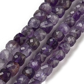 Natural Amethyst Beads Strands, Faceted, Cube