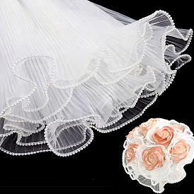 4 Yards Organza Flower Wrapping Bouquet Paper, with ABS Plastic Imitation Pearl Edge, for Valentine's Day, Wedding, Birthday Decoration
