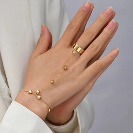 Bracelets anneau de fer, bracelet chaîne à maillons cœur avec anneau de manchette uni