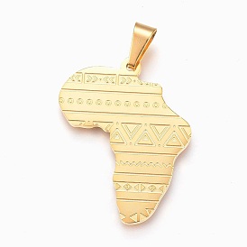 304 Stainless Steel Pendants, Africa Map