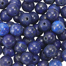 1 Fils de perles de lapis-lazuli naturel de qualité A teints en brins, ronde, lisser