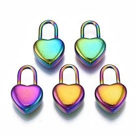 Ion Plating(IP) 304 Stainless Steel Pendants, Cadmium Free & Nickel Free & Lead Free, Heart Lock