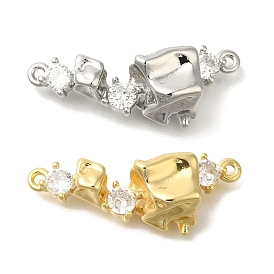 Brass Pave Clear Cubic Zirconia Connector Charms, Melting Cube Links