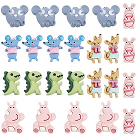 SUNNYCLUE 36 Pcs 6 Style Resin Cabochons, Easter Bunny with Eggs & Mouse & Octopus & Rhinoceros & Dinosaur