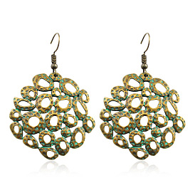 Luxury Vintage Style Hollow Carved Alloy Pendant Earrings Jewelry