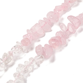 Natural Quartz Crystal & Rose Quartz Beads Strands, Chip