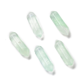 Perles de fluorite vert naturel, pierres de guérison, baguette magique de thérapie de méditation d'équilibrage d'énergie de reiki, sans trou, facette, point double terminé