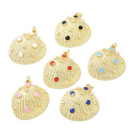 Латунь эмаль подвески, без кадмия и без свинца, с прыжковых колец, реальный 18 k позолоченный, подвески в форме ракушек