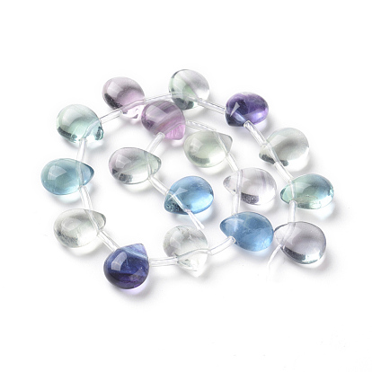 Natural Fluorite Beads Strands, Top Drilled Beads, Teardrop
