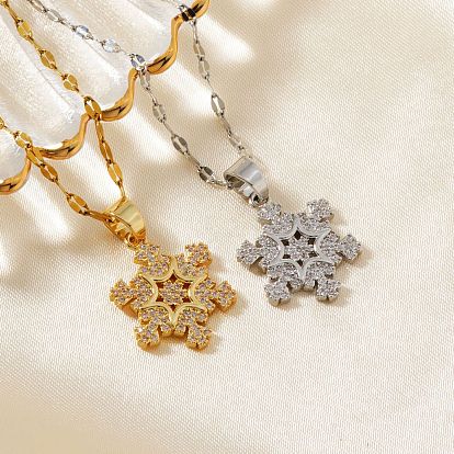 Рождественские снежинки латунные кубические циркониевые подвески ожерелья, простой и элегантный