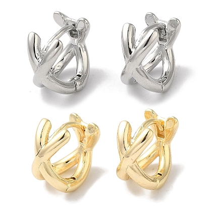 Женские серьги-кольца из латуни с двойным ремешком Crossing