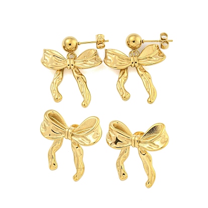 Ионное покрытие (ip) 304 серьги-гвоздики из нержавеющей стали, бантом