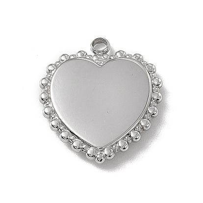 201 Stainless Steel Pendants, Heart Charms, with Crystal Rhinestone and Shell