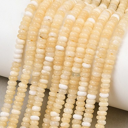 Natural Yellow Jade Beads Strands, Rondelle, Smooth