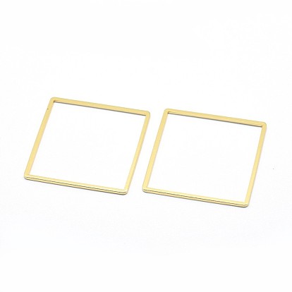 Brass Linking Rings, Lead Free & Cadmium Free & Nickel Free, Square, Real 18K Gold Plated