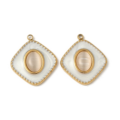 304 из нержавеющей стали Cat Eye подвески, ромб прелести, с эмалью, ионное покрытие (ip)