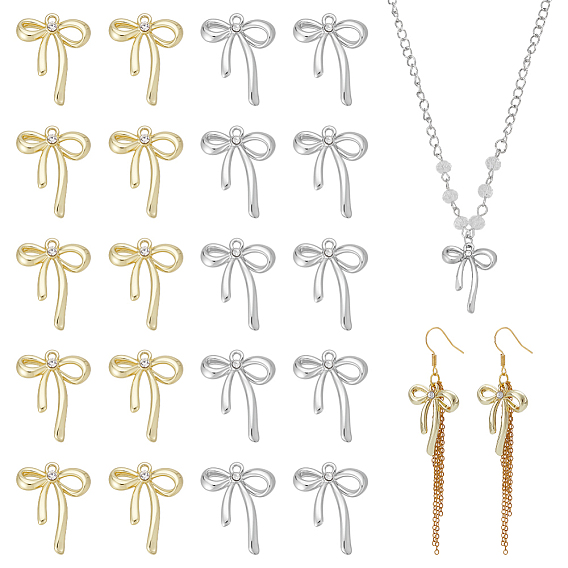 32шт 2 цвета подвески из сплава с покрытием стойки, без свинца, без кадмии и без никеля, бантом прелести