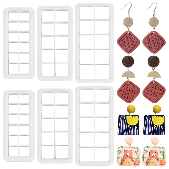 6шт. 3 размеры квадратные пластиковые наборы для резки полимерной глины