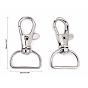 Iron Swivel D Rings Lobster Claw Clasps, Swivel Snap Hook, for Webbing Bags Straps