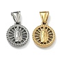Религиозные 304 подвески из нержавеющей стали, плоский круглый с шармом Девы Марии