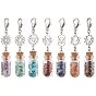 7 шт. 7 стили чакра натуральные и синтетические драгоценные камни бусины внутри стеклянной бутылки желаний подвеска украшения, Подвески с застежками-когтями омара для украшения сумок