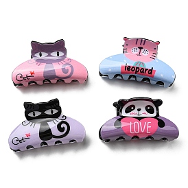 Cat/Tiger/Panda Shape PVC Claw Hair Clips, for Woman Girl Thick Hair