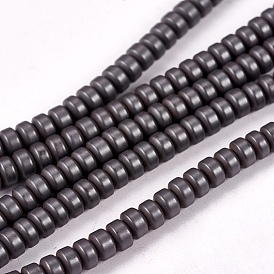 Matte Style Frosted Non-magnetic Synthetic Hematite Beads Strands, Heishi Beads, Flat Round/Disc, 3x1.5mm, Hole: 1mm, about 200pcs/strand, 15.7 inch