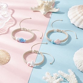 3шт. регулируемые фарфоровые бусины ручной работы, плетеные браслеты из бисера для детей, с расписными стеклянными бусинами