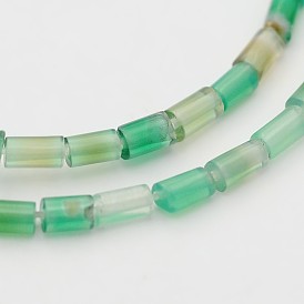 Natural Green Onyx Agate Column Beads Strands, 4x2mm, Hole: 0.5mm, about 98pcs/strand, 15.7 inch
