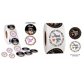 Paper Word Cartoon Sticker Rolls, Round Dot Self-adhesive Decals, for Gift Decoration, for Thanksgiving Day