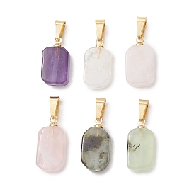 Природные смешанные подвески драгоценных камней, прямоугольные подвески с латунными застежками на дужках, золотые