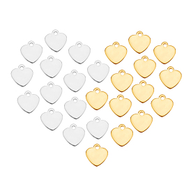 200 pcs 2 colores 201 dijes de acero inoxidable, Corte con laser, estampar etiqueta en blanco, corazón