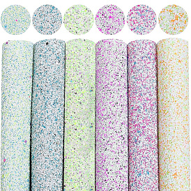 6Pcs 6 Colors PVC & Imitation Leather Fabrics, with Glitter Powder, DIY Craft Supplies