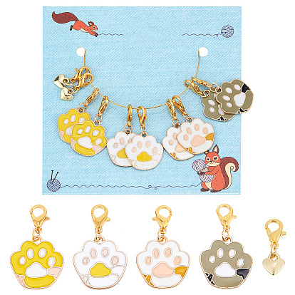 Подвеска из сплава с отпечатками кошачьих лап и сердечками, маркеры для закрепки петель, подвески крючком с застежкой-лобстером