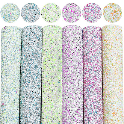 6 Stück 6 Farben PVC & Kunstlederstoffe, mit Glitzerpulver, DIY Bastelbedarf
