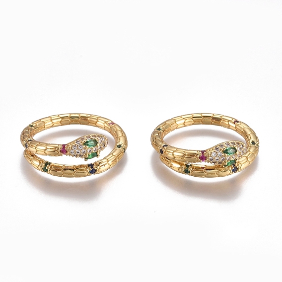 Латунные микро проложить манжеты кольца кубического циркония, открытые кольца, долговечный, змея, красочный