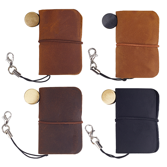 4Pcs 4 Colors Leather Notebook, Travel Journal, with Lanyard, Rectangle