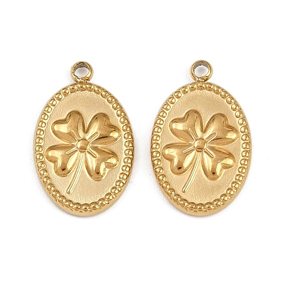 304 подвески из нержавеющей стали, ионное покрытие (ip), овал с подвеской в виде клевера