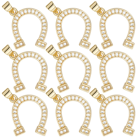 12подвески из кубического циркония с покрытием из латуни с микропаве, с целью перехода в кольце, долговечный, без свинца и без кадмия, подковы прелести