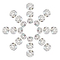 150Pcs 3 Style Brass Rhinestone Spacer Beads, Grade A, Straight Flange, Silver Color Plated, Rondelle