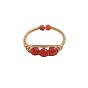 Red Agate and Feldspar Ring with 14K Gold Wire Weave - Minimalist Luxury Jewelry