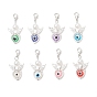 Подвесные украшения из сплава и смолы в виде ангела и сглаза, с поворотными застежками и круглыми бусинами из АБС-пластика, имитирующими жемчуг