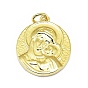 Brass Pendants, Long-Lasting Plated, with Jump Rings, Flat Round with Virgin Mary