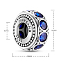 TINYSAND 925 Sterling Silver Royal Blue Legend Cubic Zirconia European Beads, 12.1x6.64x12.04mm, Hole: 4.67mm