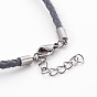 Braided Leather Cord Bracelet Making, with 304 Stainless Steel Lobster Claw Clasps and Extension Chain