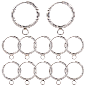 12 шт. 201 серьги-кольца из нержавеющей стали, с горизонтальной петлей и 316 стержнем из хирургической нержавеющей стали